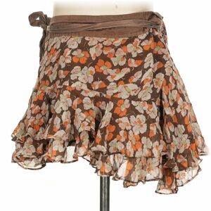 Vintage Y2K Abercrombie & Fitch 2000s Silk Floral Mini Skirt